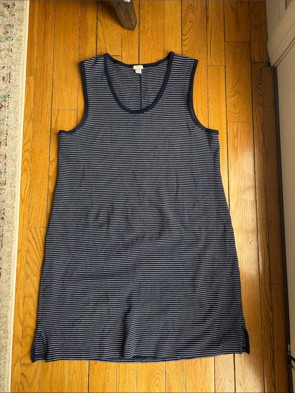 J. Crew Navy and White Striped Sleeveless Dress